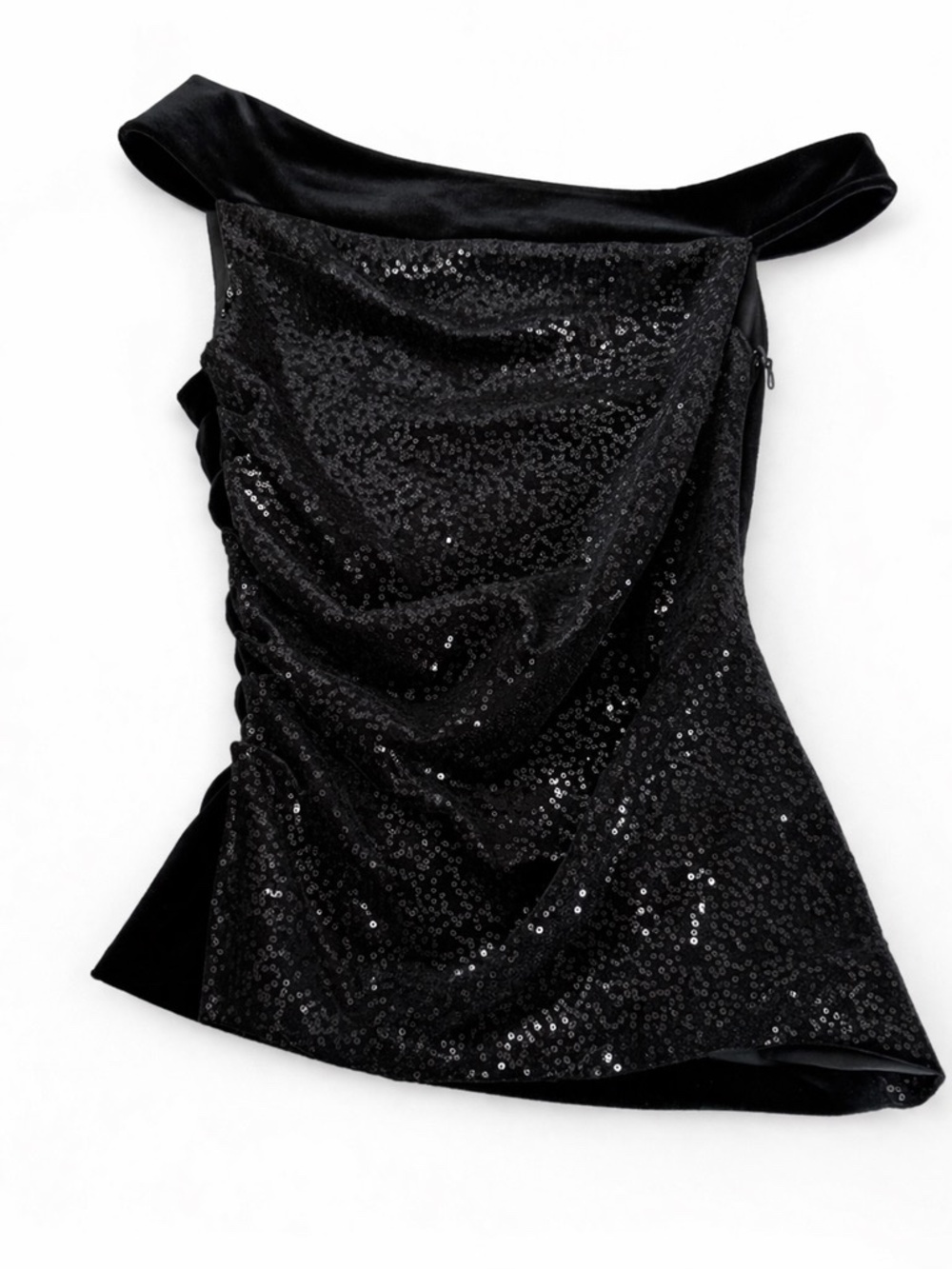 Emporio Armani | Black Sequin Off-Shoulder Blouse | Size 40
